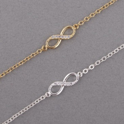 Women Men Friendship 18K Gold Silver Infinity Bracelets