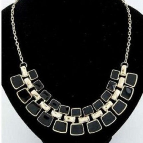 Long Plated Enamel Statement Bling & Fashion Necklace